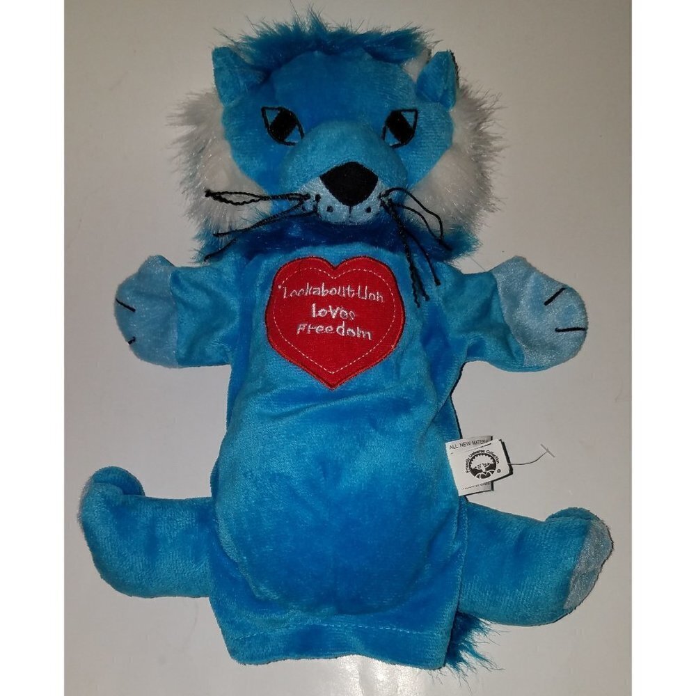 Blue Lion 11" Plush Hand Puppet Toy Lookabout Loves Freedom Friendly Universe